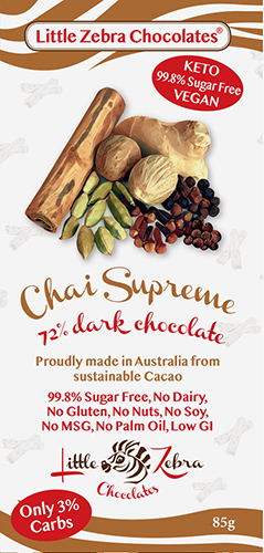 Little Zebra - Chai Supreme 72% Dark Chocolate - 85g from Berry Bon Bon theberrybonbon.com.au